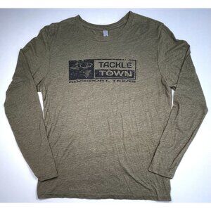 TACKLE TOWN Rockport, Texas Mens LARGE Green L/S Graphic Logo T-SHIRT Next Level